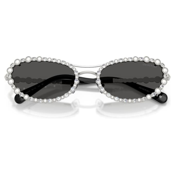 Gafas de sol de forma ovalada, 2 en 1 con clip, Sk7044, tono plateado Gafas de sol de forma ovalada, 2 en 1 con clip, Sk7044, tono plateado