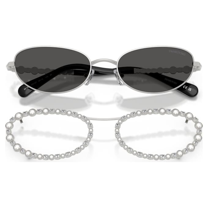Gafas de sol de forma ovalada, 2 en 1 con clip, Sk7044, tono plateado Gafas de sol de forma ovalada, 2 en 1 con clip, Sk7044, tono plateado