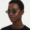 Gafas de sol de forma ovalada, 2 en 1 con clip, Sk7044, tono plateado Gafas de sol de forma ovalada, 2 en 1 con clip, Sk7044, tono plateado