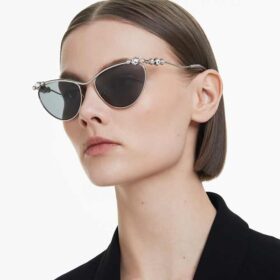 Gafas de sol de forma ovalada, Sk7017, tono plateado