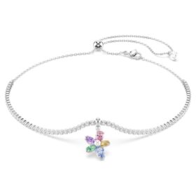 Gargantilla Ariana Grande X Swarovski con cortes variados, flor, multicolor, chapada en rodio Gargantilla Ariana Grande X Swarovski con cortes variados, flor, multicolor, chapada en rodio