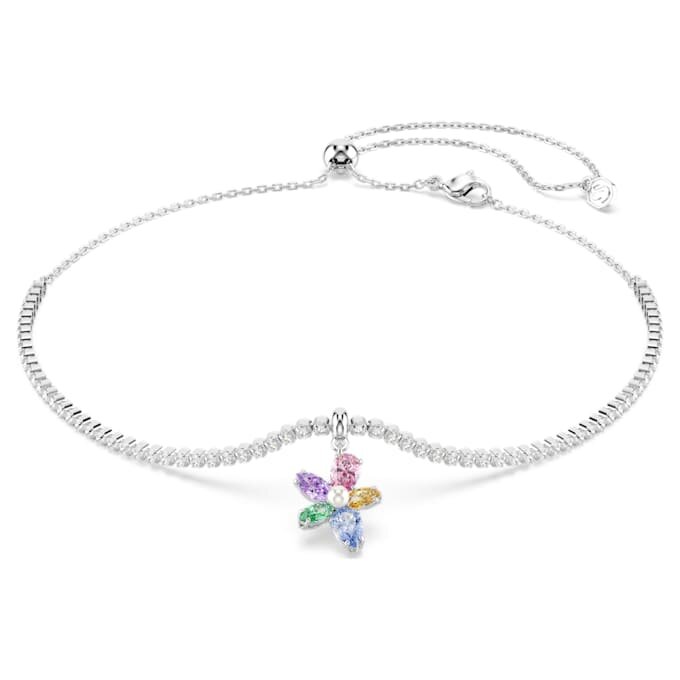 Gargantilla Ariana Grande X Swarovski con cortes variados, flor, multicolor, chapada en rodio Gargantilla Ariana Grande X Swarovski con cortes variados, flor, multicolor, chapada en rodio