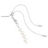Gargantilla Ariana Grande x Swarovski con cortes variados, perlas de cristal, corazón, blanco, chapada en rodio Gargantilla Ariana Grande x Swarovski con cortes variados, perlas de cristal, corazón, blanco, chapada en rodio