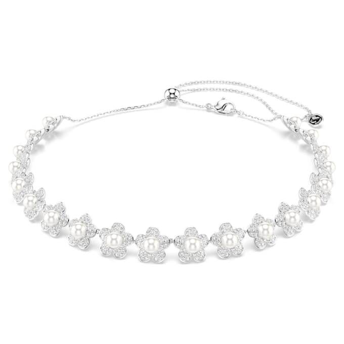 Gargantilla Ariana Grande x Swarovski con perla de cristal, corte redondo, blanca, chapada en rodio Gargantilla Ariana Grande x Swarovski con perla de cristal, corte redondo, blanca, chapada en rodio