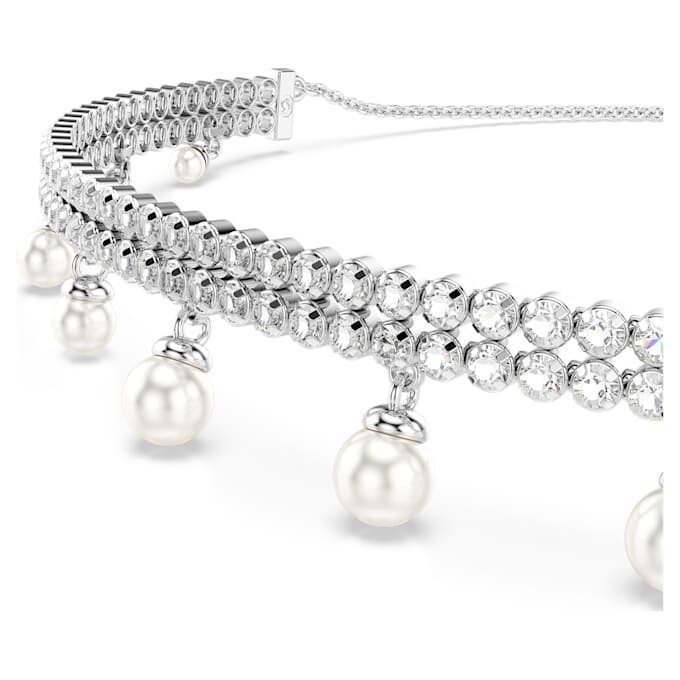 Gargantilla Ariana Grande x Swarovski con perla de cristal, corte redondo, blanca, chapada en rodio Gargantilla Ariana Grande x Swarovski con perla de cristal, corte redondo, blanca, chapada en rodio