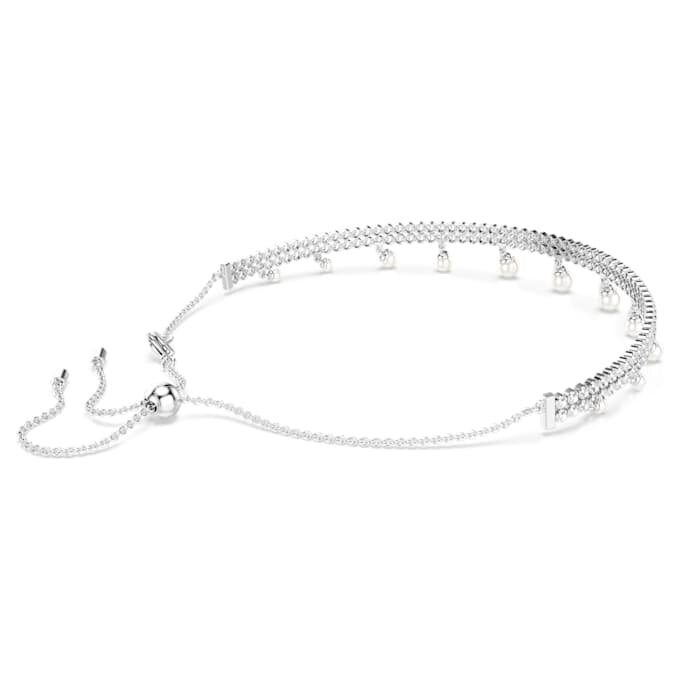 Gargantilla Ariana Grande x Swarovski con perla de cristal, corte redondo, blanca, chapada en rodio Gargantilla Ariana Grande x Swarovski con perla de cristal, corte redondo, blanca, chapada en rodio