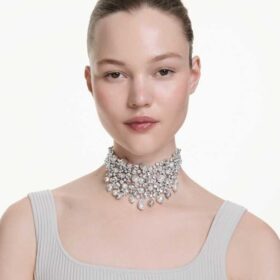 Gargantilla Constella con perlas de cristal, talla redonda, blancas, chapadas en rodio Gargantilla Constella con perlas de cristal, talla redonda, blancas, chapadas en rodio