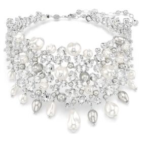 Gargantilla Constella con perlas de cristal, talla redonda, blancas, chapadas en rodio Gargantilla Constella con perlas de cristal, talla redonda, blancas, chapadas en rodio