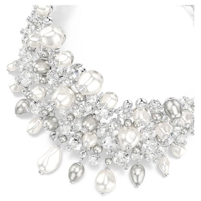 Gargantilla Constella con perlas de cristal, talla redonda, blancas, chapadas en rodio Gargantilla Constella con perlas de cristal, talla redonda, blancas, chapadas en rodio