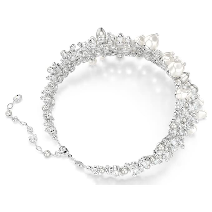 Gargantilla Constella con perlas de cristal, talla redonda, blancas, chapadas en rodio Gargantilla Constella con perlas de cristal, talla redonda, blancas, chapadas en rodio