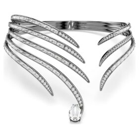 Gargantilla «Feather» de la colección Vienna, blanca, chapada en rutenio Gargantilla «Feather» de la colección Vienna, blanca, chapada en rutenio