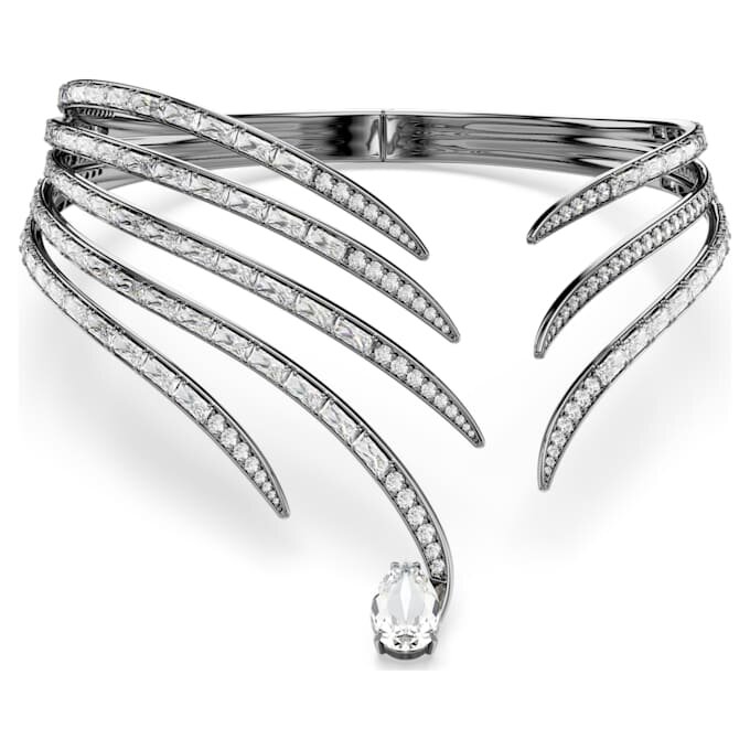 Gargantilla «Feather» de la colección Vienna, blanca, chapada en rutenio Gargantilla «Feather» de la colección Vienna, blanca, chapada en rutenio