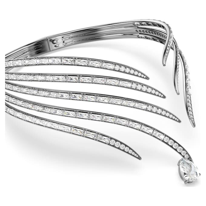 Gargantilla «Feather» de la colección Vienna, blanca, chapada en rutenio Gargantilla «Feather» de la colección Vienna, blanca, chapada en rutenio