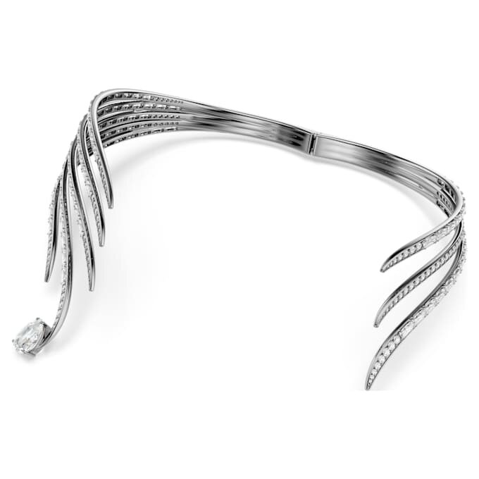 Gargantilla «Feather» de la colección Vienna, blanca, chapada en rutenio Gargantilla «Feather» de la colección Vienna, blanca, chapada en rutenio