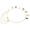 Gargantilla Symbolica con perlas de cristal, luna, símbolo de Infinity, trébol, ojo del mal y herradura, azul, chapada en tono dorado Gargantilla Symbolica con perlas de cristal, luna, símbolo de Infinity, trébol, ojo del mal y herradura, azul, chapada en tono dorado