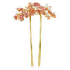 Horquilla Gema con perla de cristal, cortes variados, flor, rosa, chapada en tono dorado Horquilla Gema con perla de cristal, cortes variados, flor, rosa, chapada en tono dorado