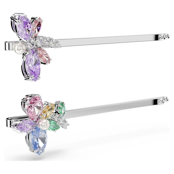 Horquilla para el pelo Ariana Grande x Swarovski con cortes variados, libélula, flor, multicolor, chapada en rodio Horquilla para el pelo Ariana Grande x Swarovski con cortes variados, libélula, flor, multicolor, chapada en rodio