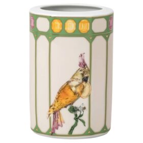 Jarrón Idyllia de porcelana, motivo de cristal, cacatúa, pequeño, multicolor