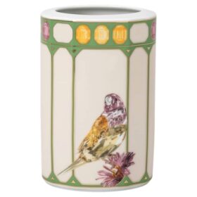 Jarrón Idyllia de porcelana, motivo de cristal, cacatúa, pequeño, multicolor