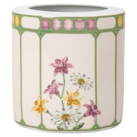 Jarrón Idyllia de porcelana, motivo de cristal, papamoscas, tamaño mediano, multicolor