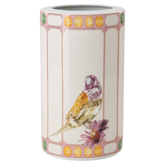 Jarrón Idyllia de porcelana, motivo de cristal, pájaro, multicolor Jarrón Idyllia de porcelana, motivo de cristal, pájaro, multicolor