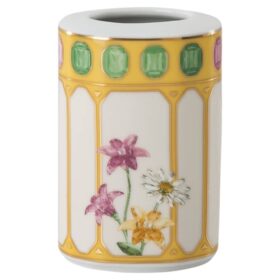 Jarrón Idyllia de porcelana, motivo de cristales, flor, amarillo