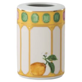 Jarrón Idyllia de porcelana, motivo de cristales, flor, amarillo