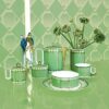 Taza con platillo Signum de porcelana, verde Taza con platillo Signum de porcelana, verde