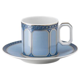 Taza de café espresso con platillo Signum, de porcelana, azul