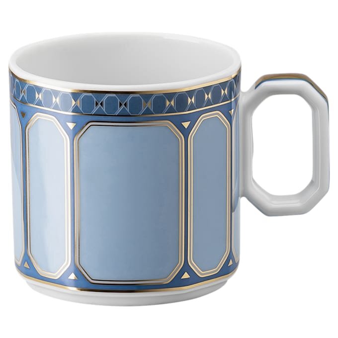 Taza de café espresso con platillo Signum, de porcelana, azul Taza de café espresso con platillo Signum, de porcelana, azul