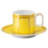 Taza de café espresso Signum con platillo, de porcelana, amarilla Taza de café espresso Signum con platillo, de porcelana, amarilla