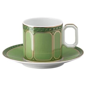 Taza de café espresso con platillo Signum, de porcelana, verde