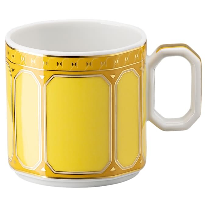 Taza de café espresso Signum con platillo, de porcelana, amarilla Taza de café espresso Signum con platillo, de porcelana, amarilla