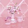 Taza de té con platillo Signum, de porcelana, rosa Taza de té con platillo Signum, de porcelana, rosa