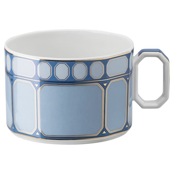 Taza de té con platillo Signum, de porcelana, azul Taza de té con platillo Signum, de porcelana, azul