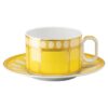 Taza de té con platillo Signum, de porcelana, amarilla Taza de té con platillo Signum, de porcelana, amarilla
