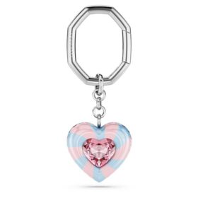 Llavero con corte en forma de corazón, corazón, multicolor, chapado en rodio