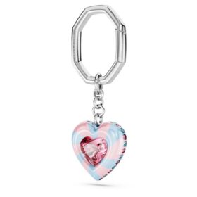 Llavero con corte en forma de corazón, corazón, multicolor, chapado en rodio
