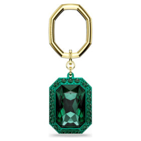 Llavero con corte octogonal, verde, acabado en metales mixtos