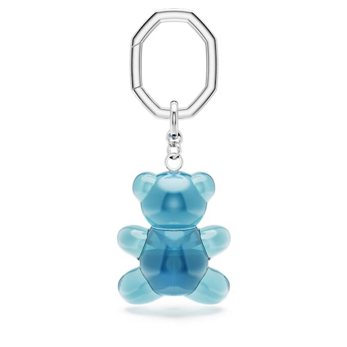 Llavero de osito, azul, chapado en rodio Llavero de osito, azul, chapado en rodio
