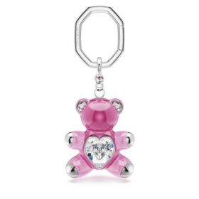 Llavero Teddy Bear, rosa, chapado en rodio