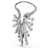 Pendiente tipo «ear cuff» de la Colección Viena: cisne, blanco, chapado en rutenio