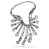 Pendiente tipo «ear cuff» de la Colección Viena: cisne, blanco, chapado en rutenio