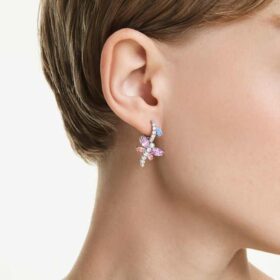 Pendientes colgantes Ariana Grande X Swarovski con cortes variados, libélula, multicolor, chapados en rodio