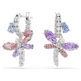 Pendientes colgantes Ariana Grande X Swarovski con cortes variados, libélula, multicolor, chapados en rodio