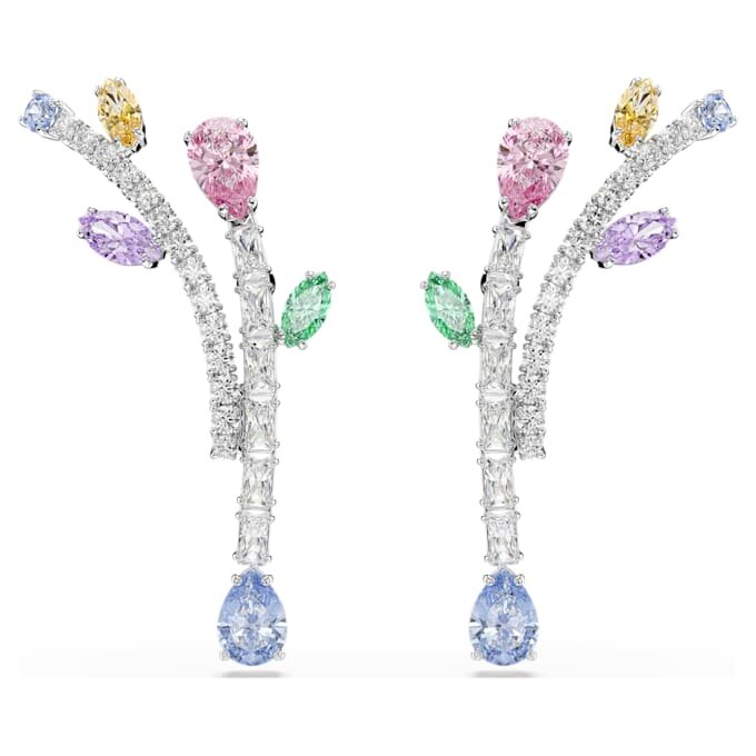 Pendientes colgantes Ariana Grande x Swarovski con cortes variados, multicolores y chapados en rodio Pendientes colgantes Ariana Grande x Swarovski con cortes variados, multicolores y chapados en rodio