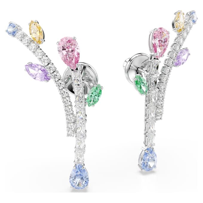 Pendientes colgantes Ariana Grande x Swarovski con cortes variados, multicolores y chapados en rodio Pendientes colgantes Ariana Grande x Swarovski con cortes variados, multicolores y chapados en rodio