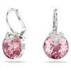 Pendientes colgantes Bella V de corte redondo, rosa, chapados en rodio Pendientes colgantes Bella V de corte redondo, rosa, chapados en rodio