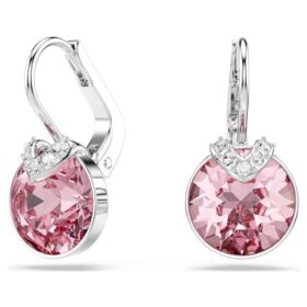 Pendientes colgantes Bella V de corte redondo, rosa, chapados en rodio