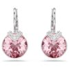 Pendientes colgantes Bella V de corte redondo, rosa, chapados en rodio Pendientes colgantes Bella V de corte redondo, rosa, chapados en rodio